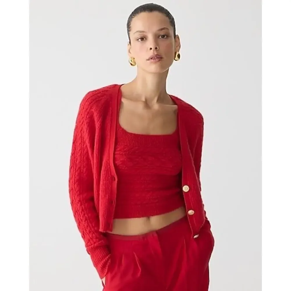 J. Crew Supersoft cropped cable-knit sweater-tank set Size Small New with Tags
